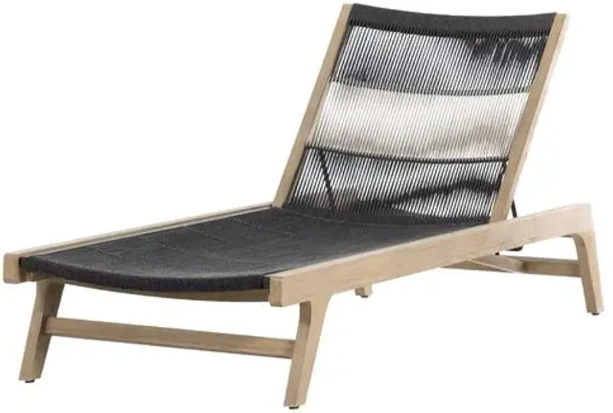 Finnley Outdoor Chaise - Washed Brown - Black - Comfortable, Sturdy, Stylish