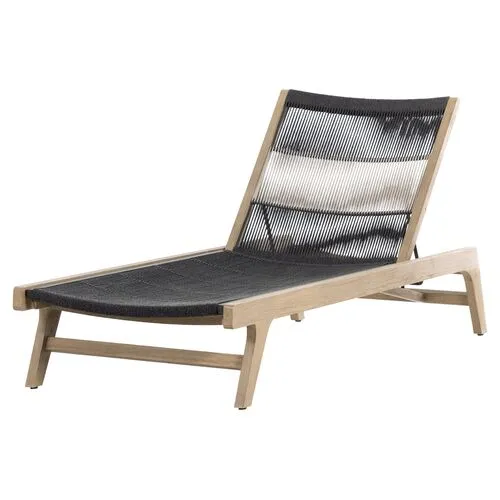 Finnley Outdoor Chaise - Washed Brown - Black - Comfortable, Sturdy, Stylish