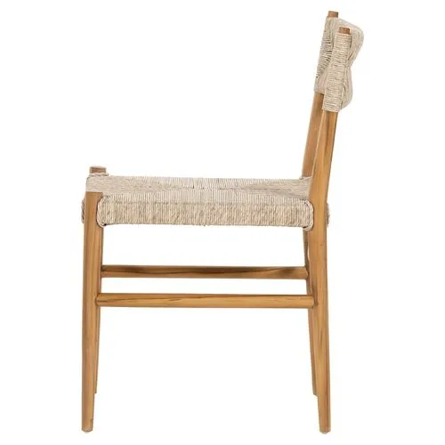 Ellie Outdoor Woven Dining Chair - Natural Teak - Beige