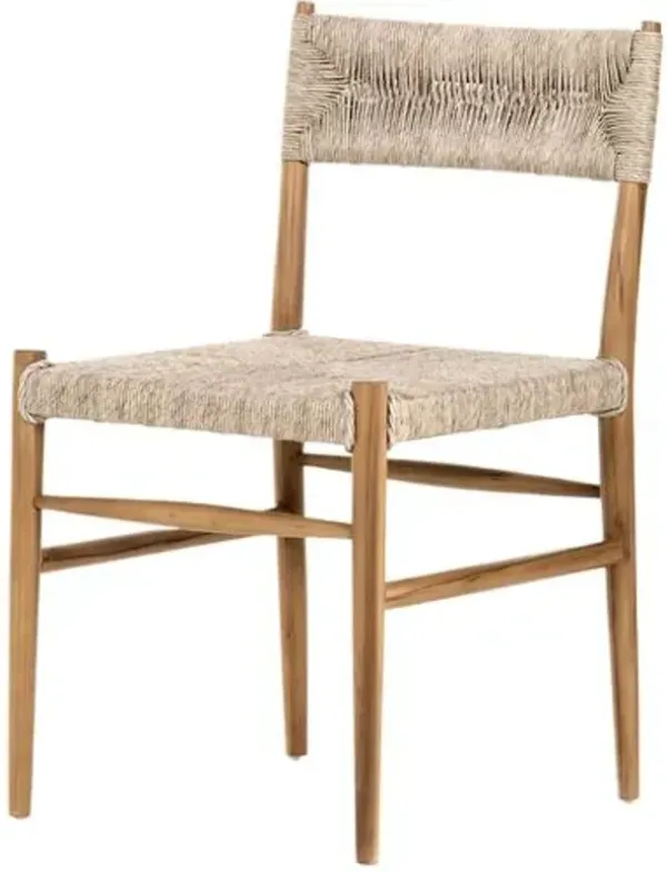 Mabel Outdoor Woven Dining Chair - Natural Teak - Beige
