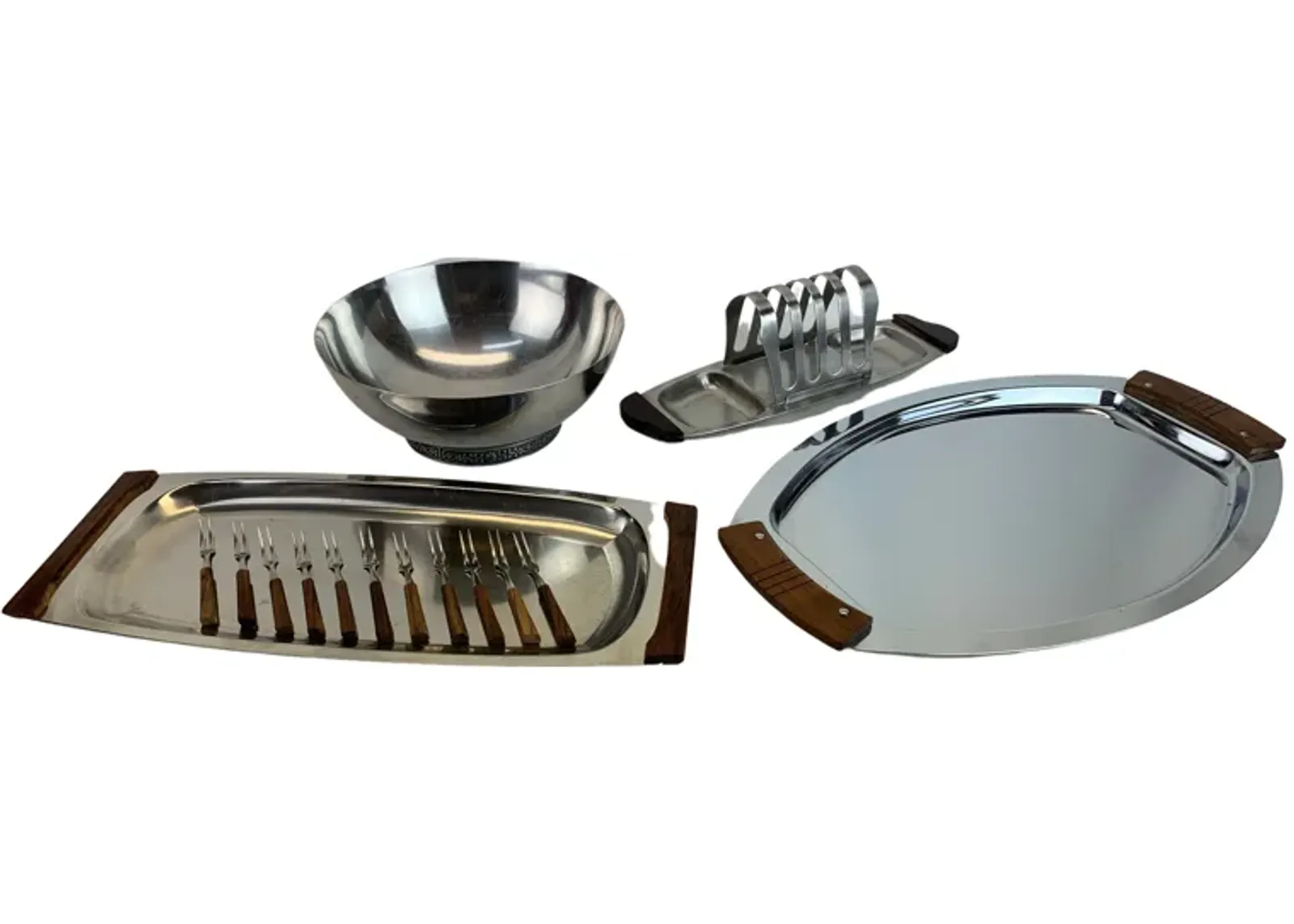 Mid-Century Modern Stainless Serving Set - Eat Drink Home - Silver