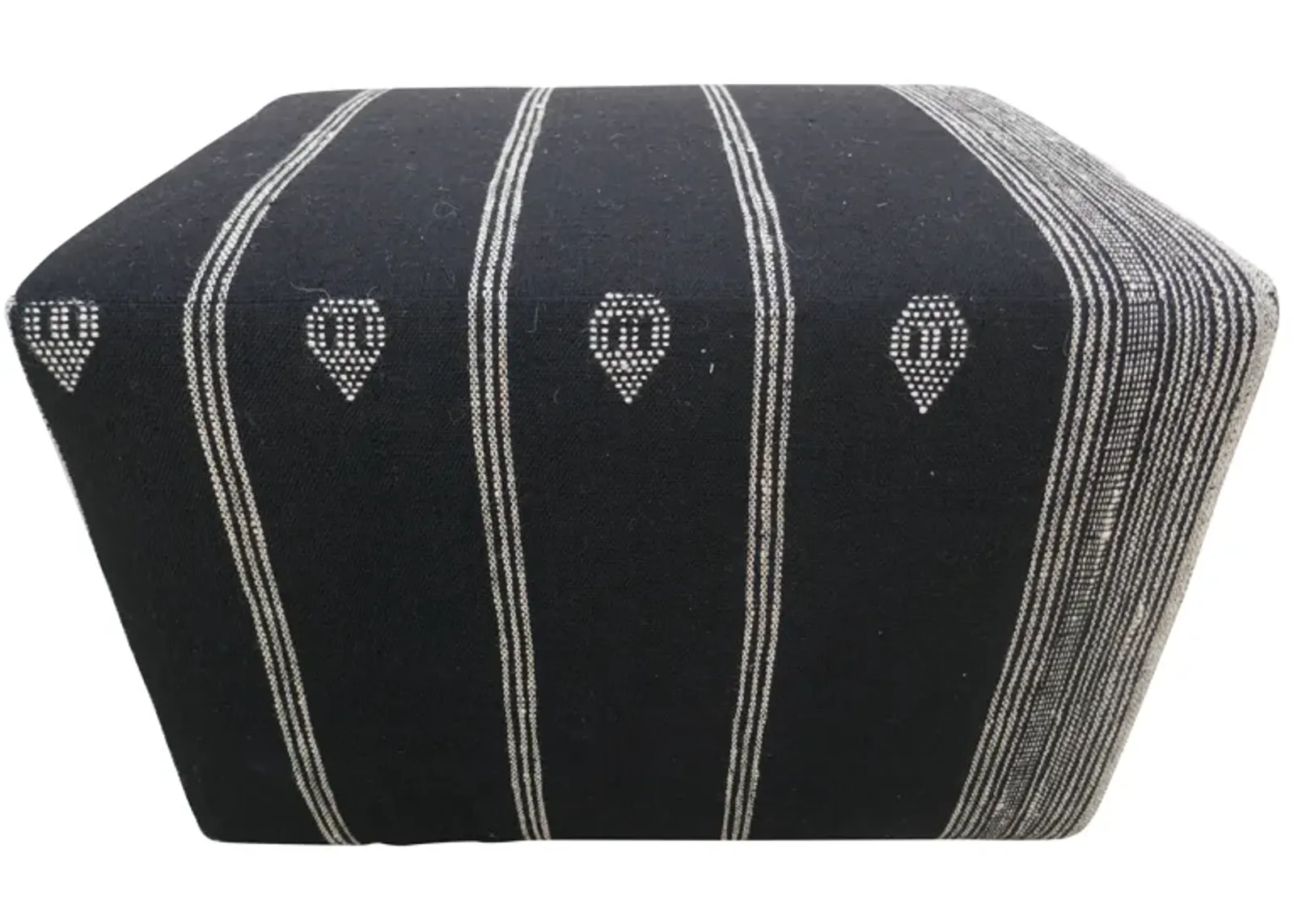 Berber Hand-Woven Wool Accent Ottoman - Black