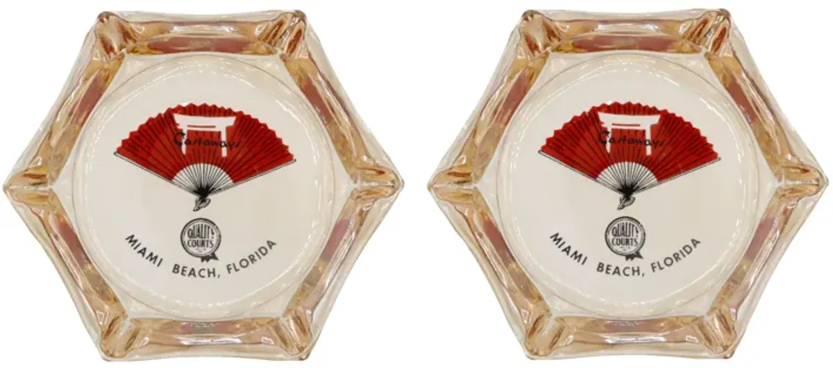 Castaways Hotel Glass Ashtrays - a Pair - Interesting Things - Red