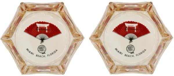 Castaways Hotel Glass Ashtrays - a Pair - Interesting Things - Red