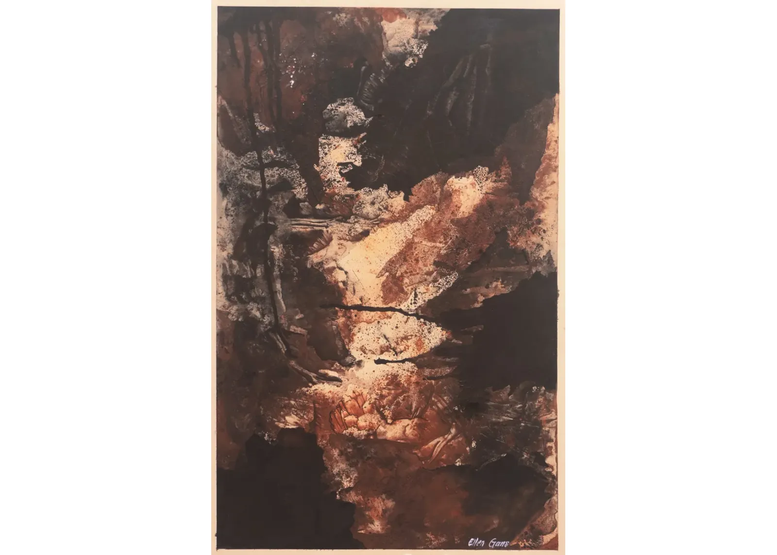 Earth Tone Abstract by Ellen Gans - 1960s - McNaught Fine Art - brown