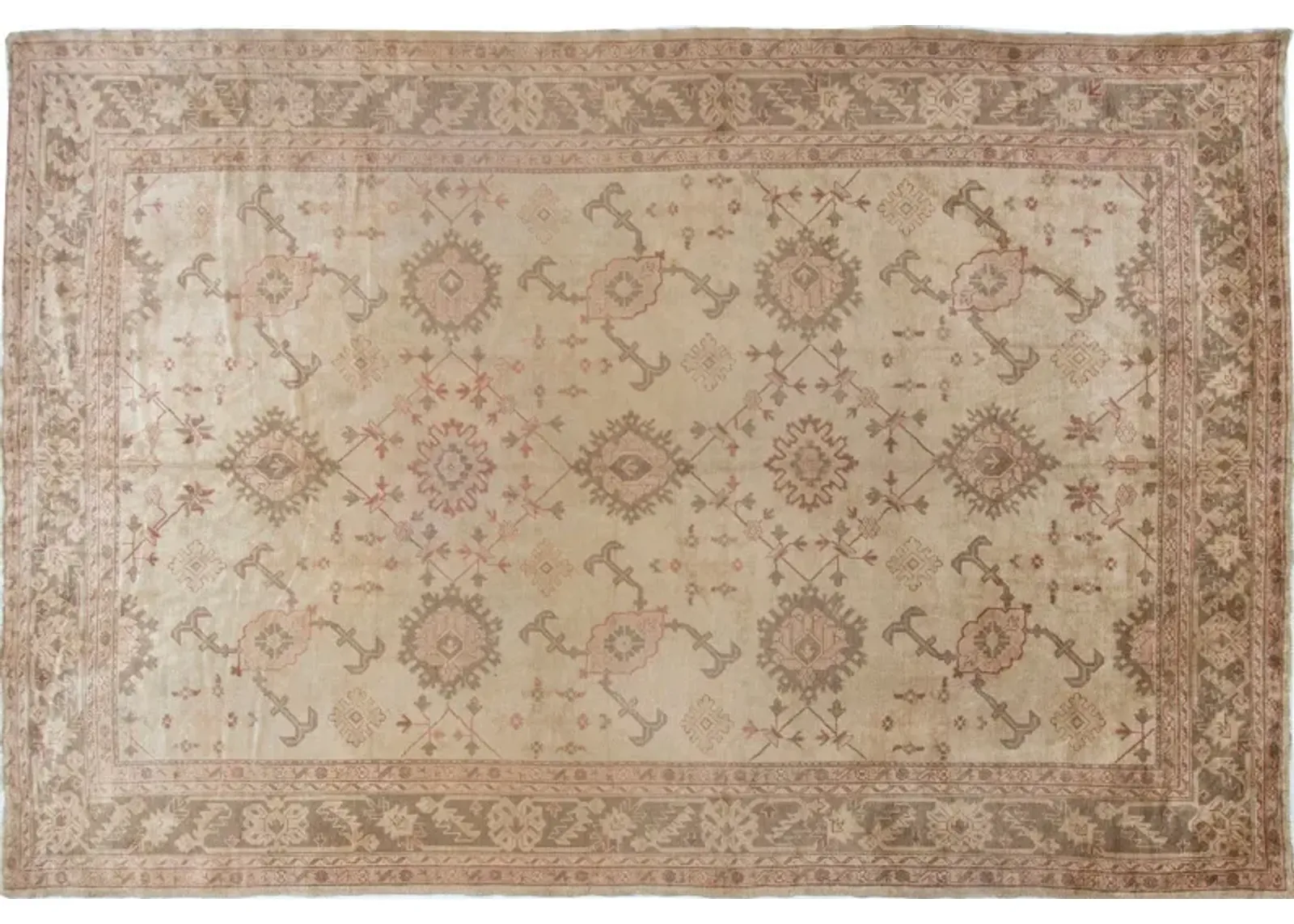 Antique Turkish Anatolian Rug 9'10 x 14' - Beige - Beige