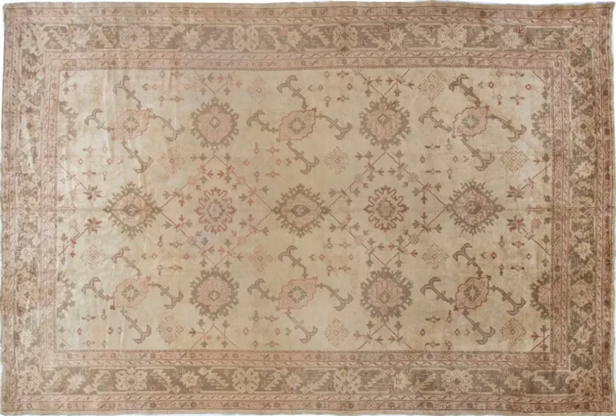 Antique Turkish Anatolian Rug 9'10 x 14' - Beige - Beige