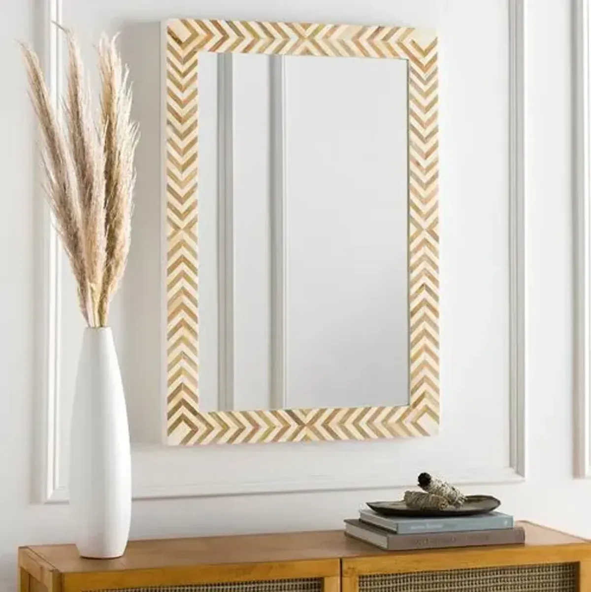 Kiara Large Rectangular Wall Mirror - Natural