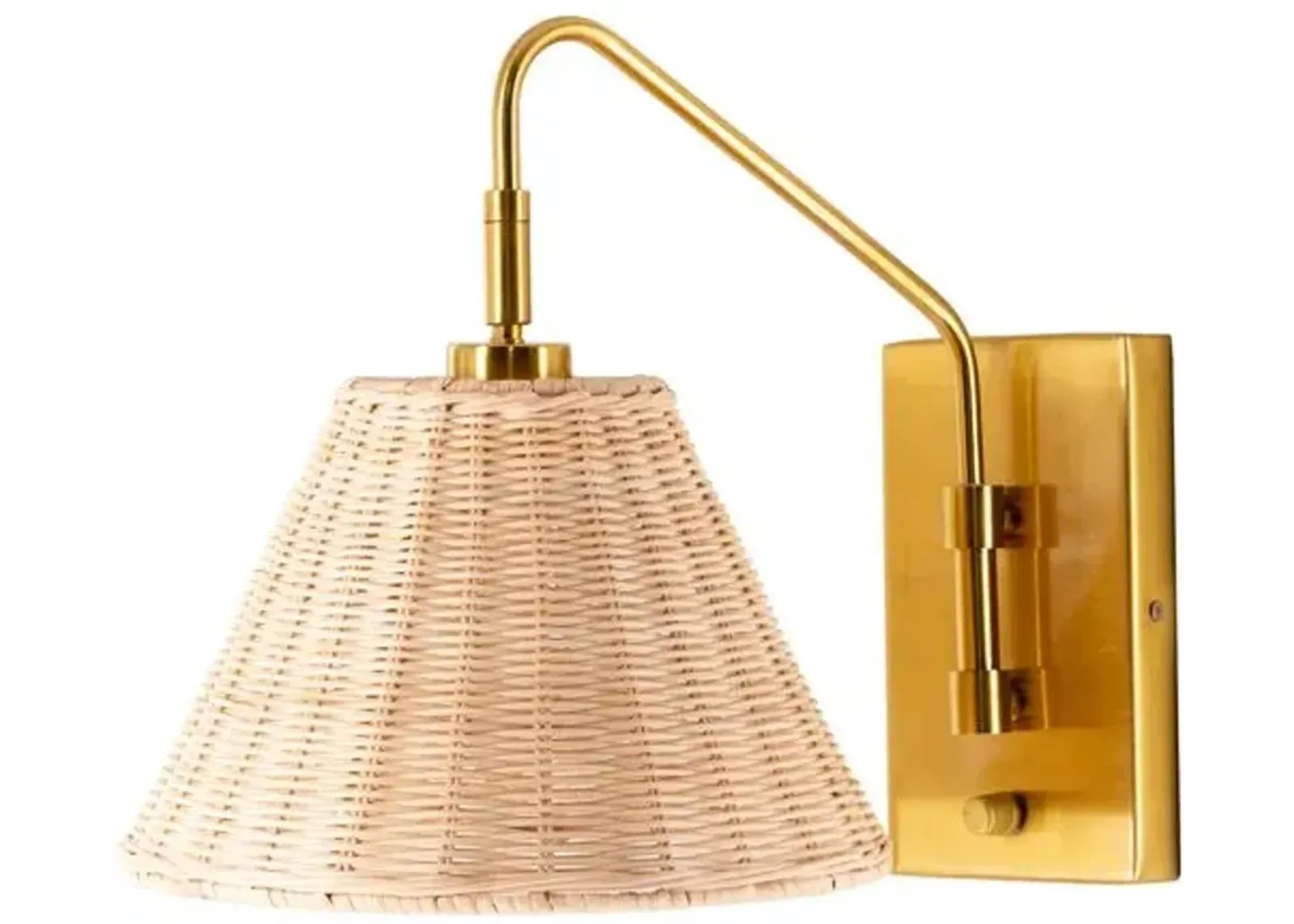 Casper Rattan Wall Sconce - Natural/Gold