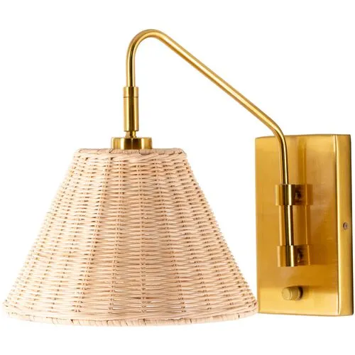 Casper Rattan Wall Sconce - Natural/Gold