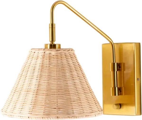Casper Rattan Wall Sconce - Natural/Gold