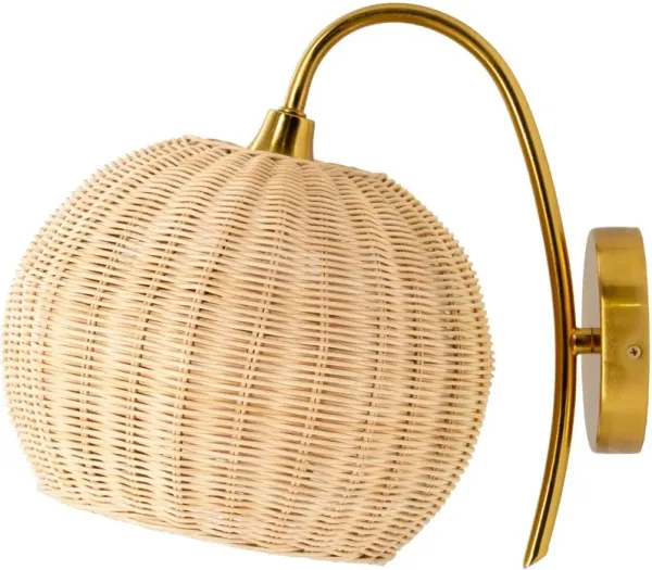 Minna Rattan Wall Sconce - Natural/Gold