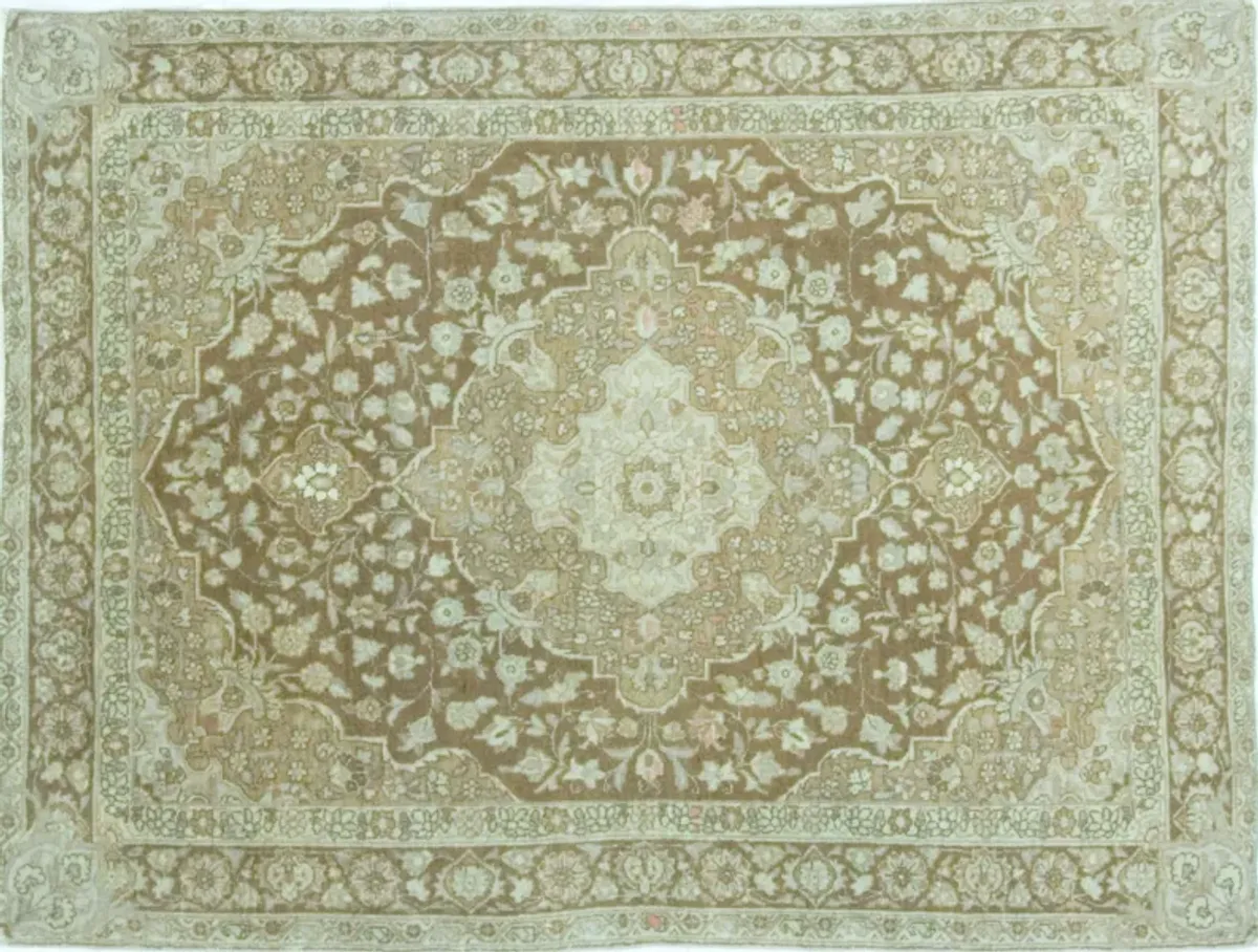 Antique Tabriz - Rug 4'4" X 5'9" - Beige - Beige