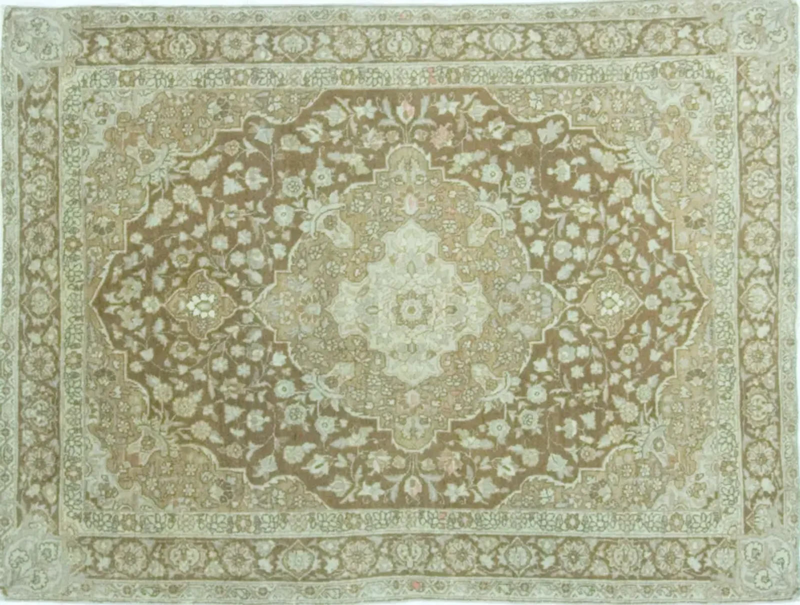 Antique Tabriz - Rug 4'4" X 5'9" - Beige - Beige