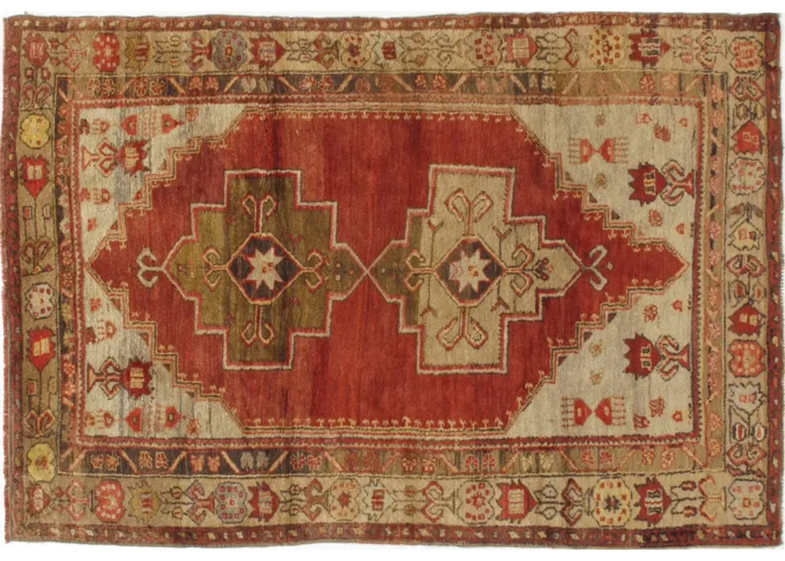 Turkish Oushak Hand-Knotted 4'5" X 6'4 - Red