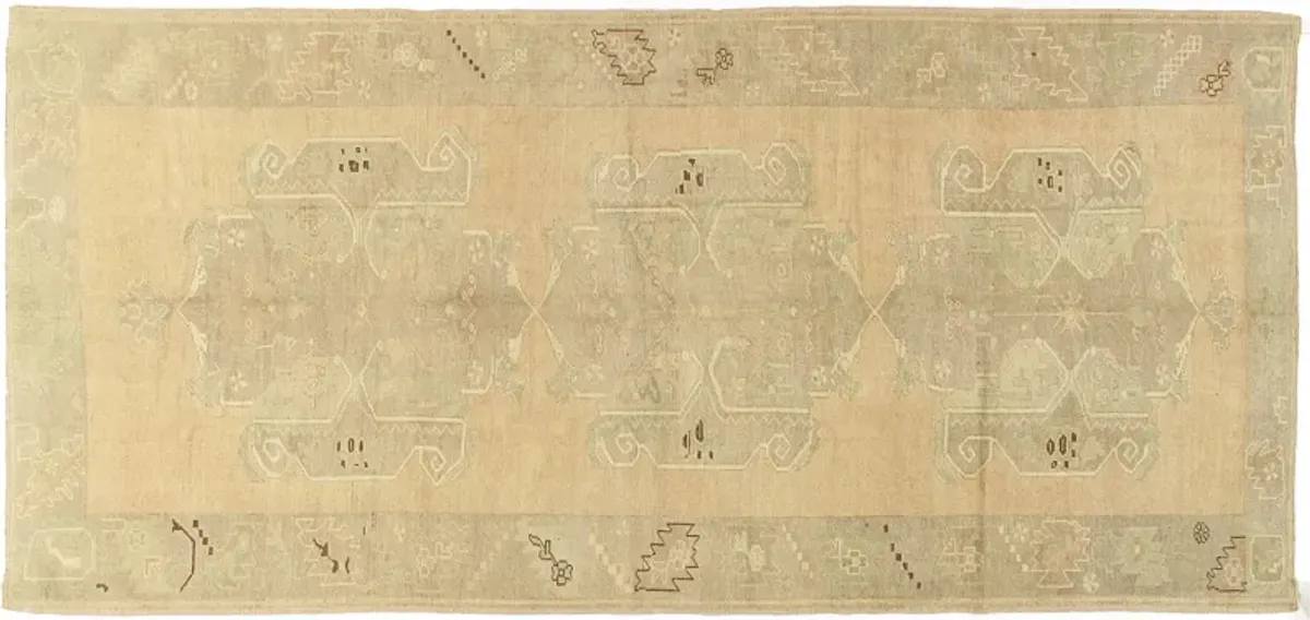 Turkish Oushak Rug - 5'3" X 11'9" - Beige - Beige