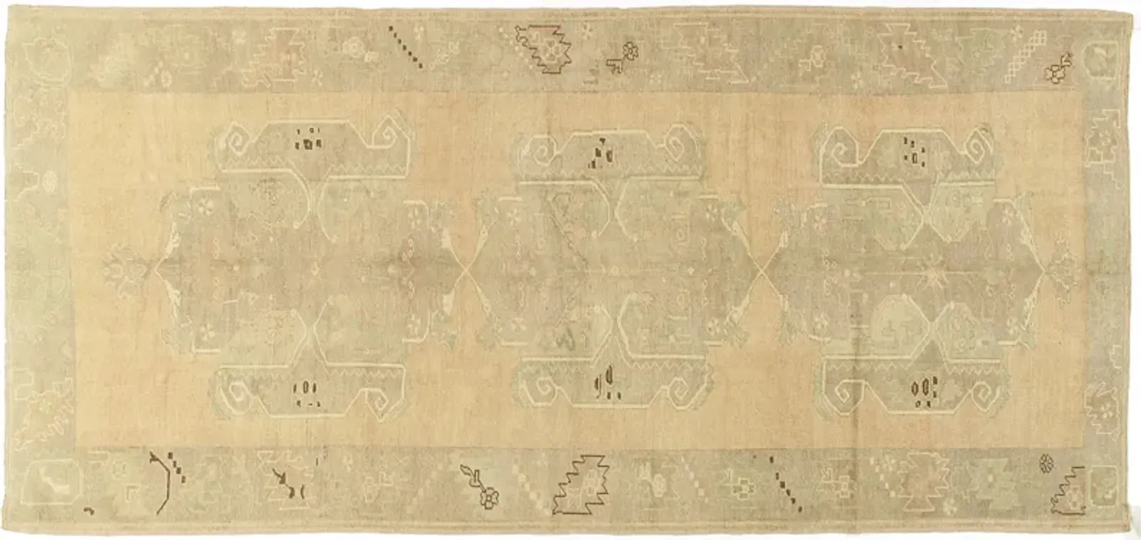 Turkish Oushak Rug - 5'3" X 11'9" - Beige - Beige