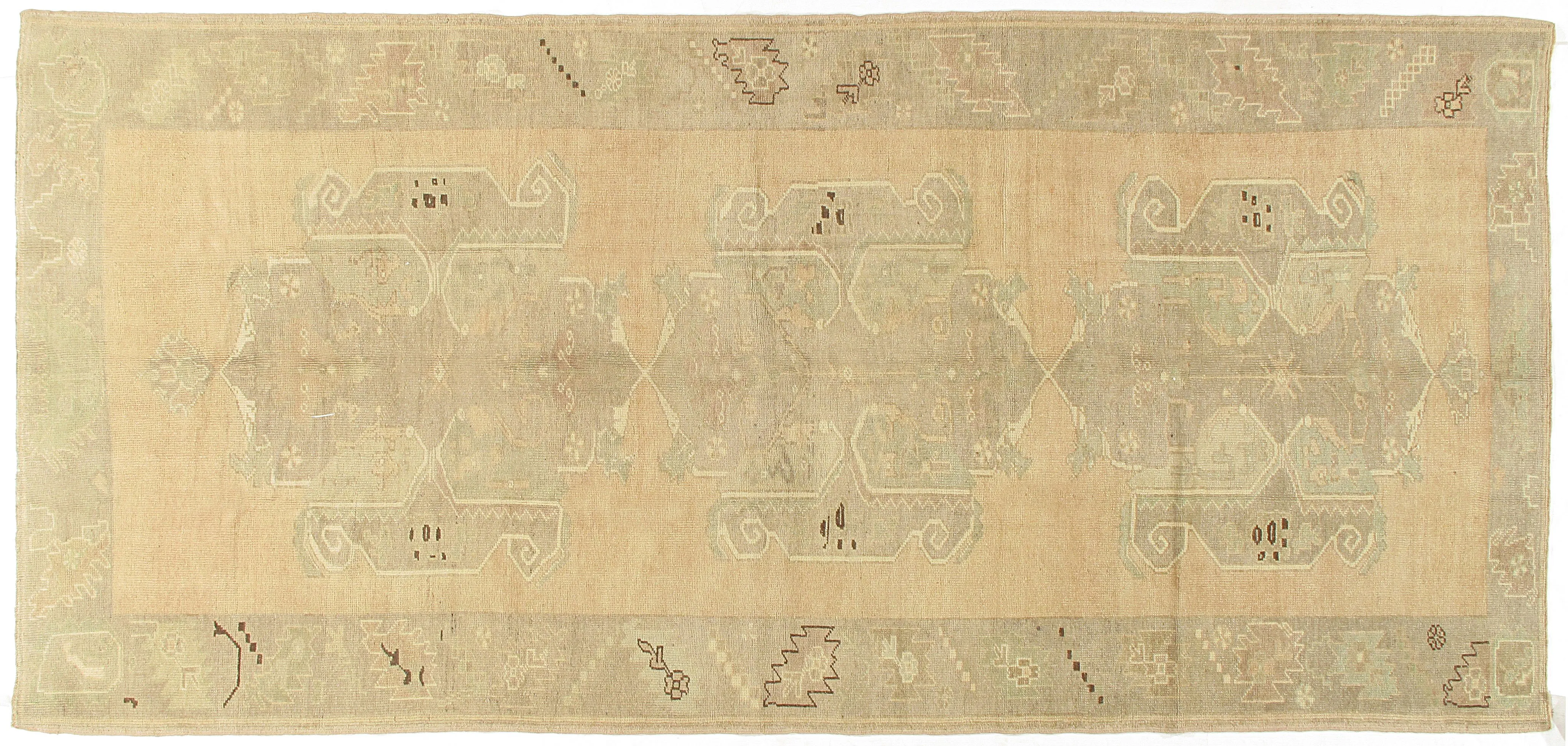 Turkish Oushak Rug - 5'3" X 11'9" - Beige - Beige