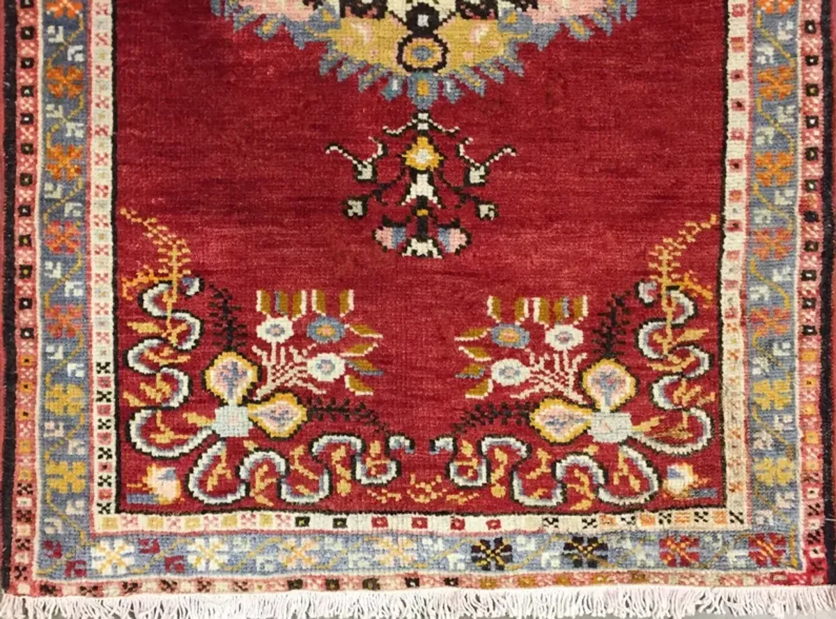 Turkish Red Oushak Rug - 3'3" X 6'1" - Red