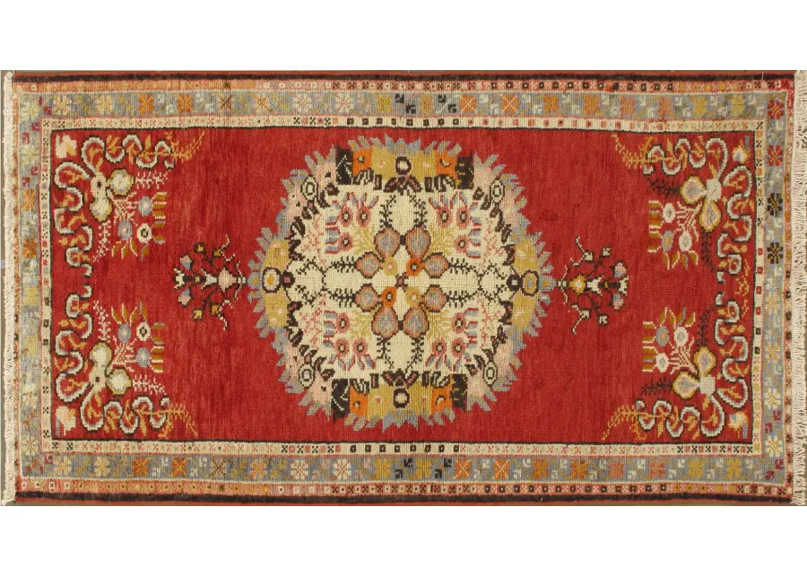 Turkish Red Oushak Rug - 3'3" X 6'1" - Red