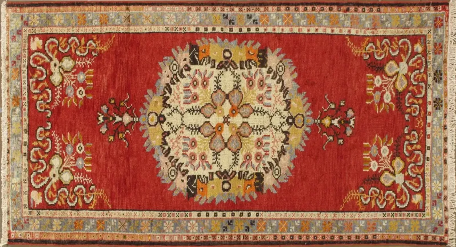 Turkish Red Oushak Rug - 3'3" X 6'1" - Red