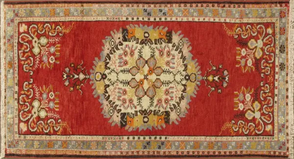 Turkish Red Oushak Rug - 3'3" X 6'1" - Red