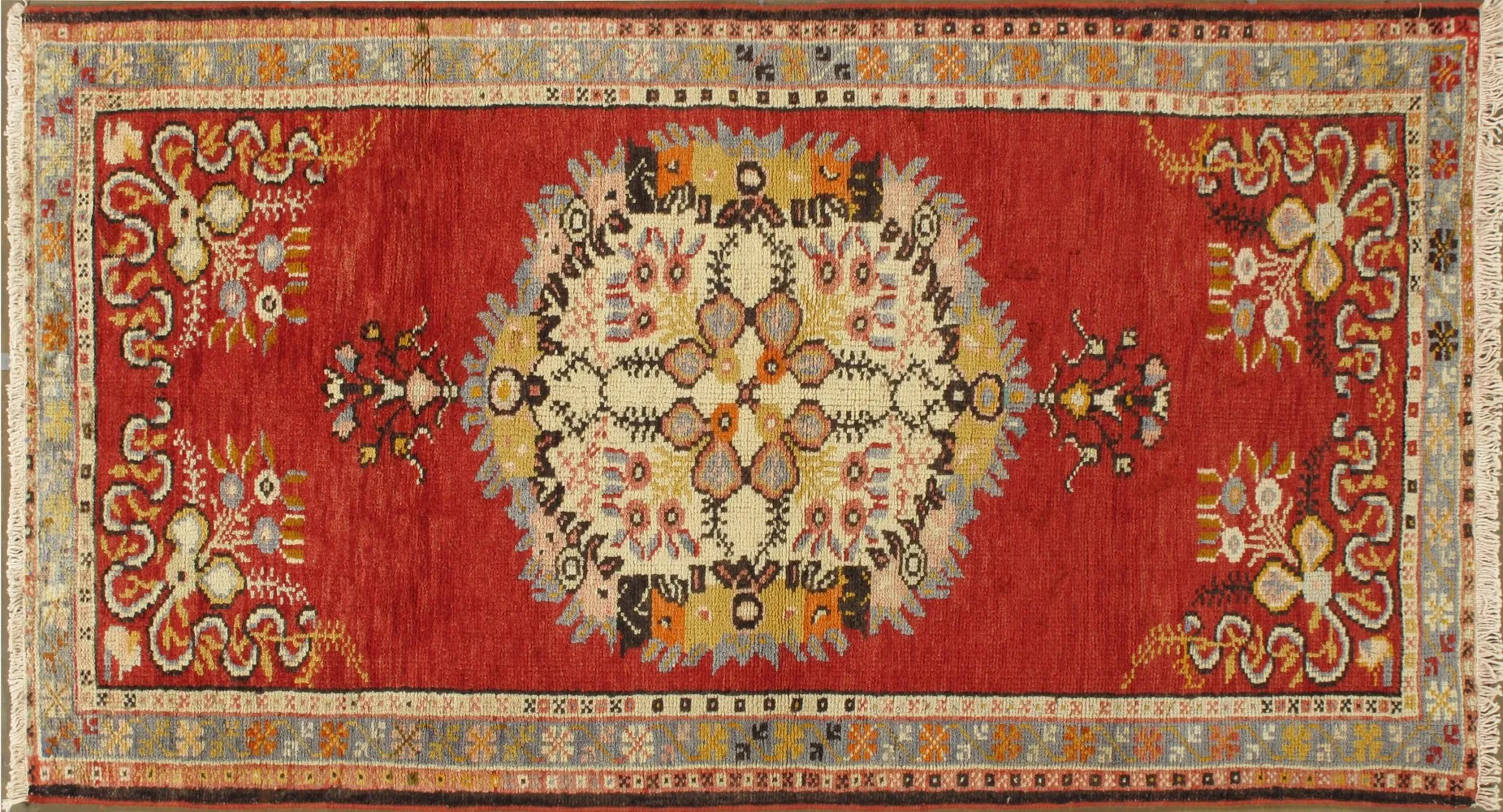 Turkish Red Oushak Rug - 3'3" X 6'1" - Red