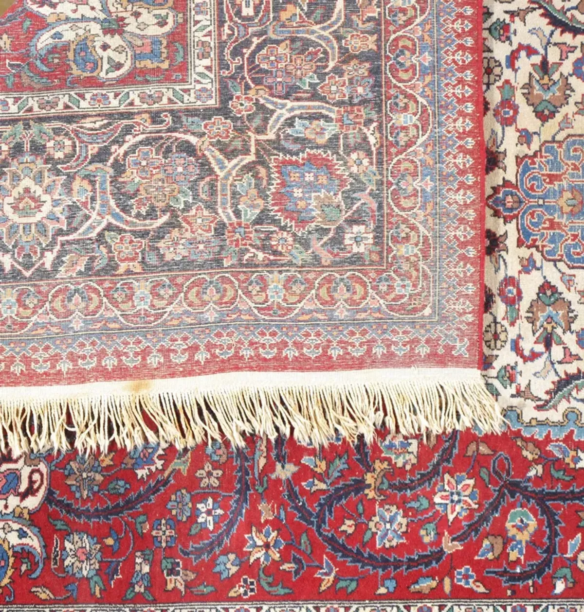 Lightly Distressed Tabriz Rug 6'1 X 8'11 - Red - Red