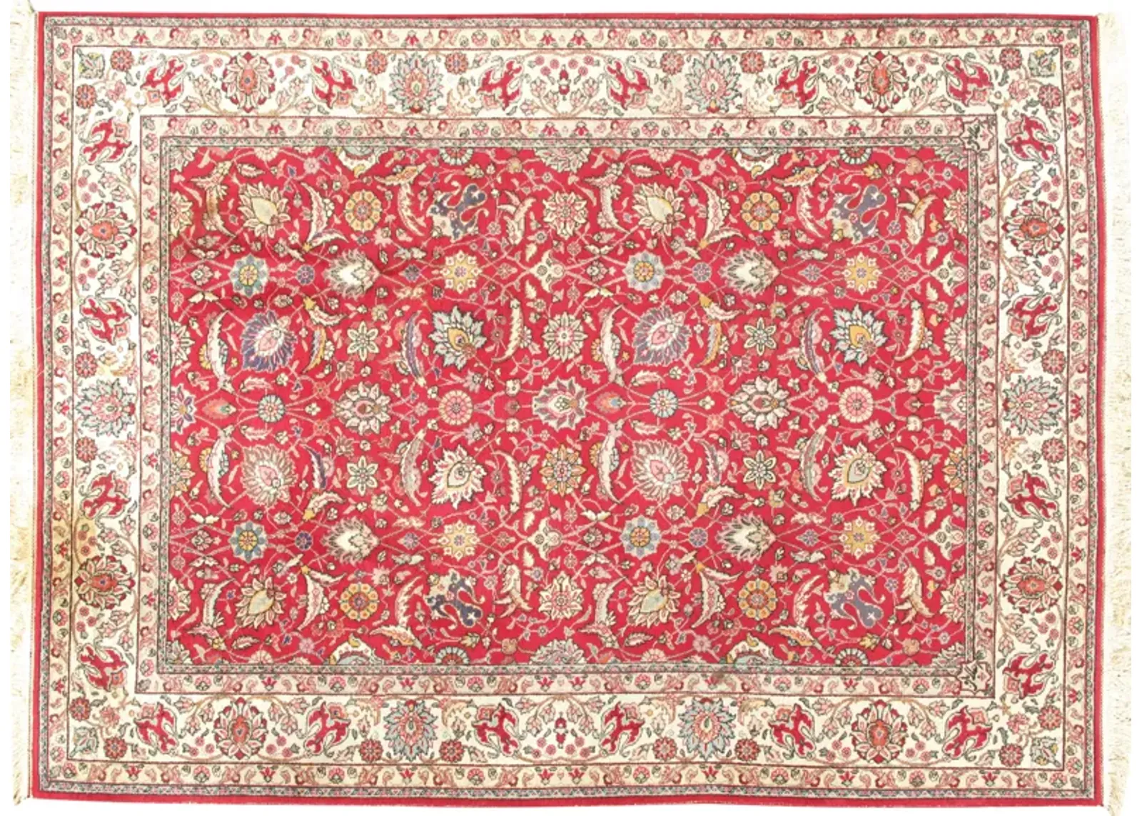 Tabriz Hand Woven Rug 7'1" X 9'10" - Red - Red