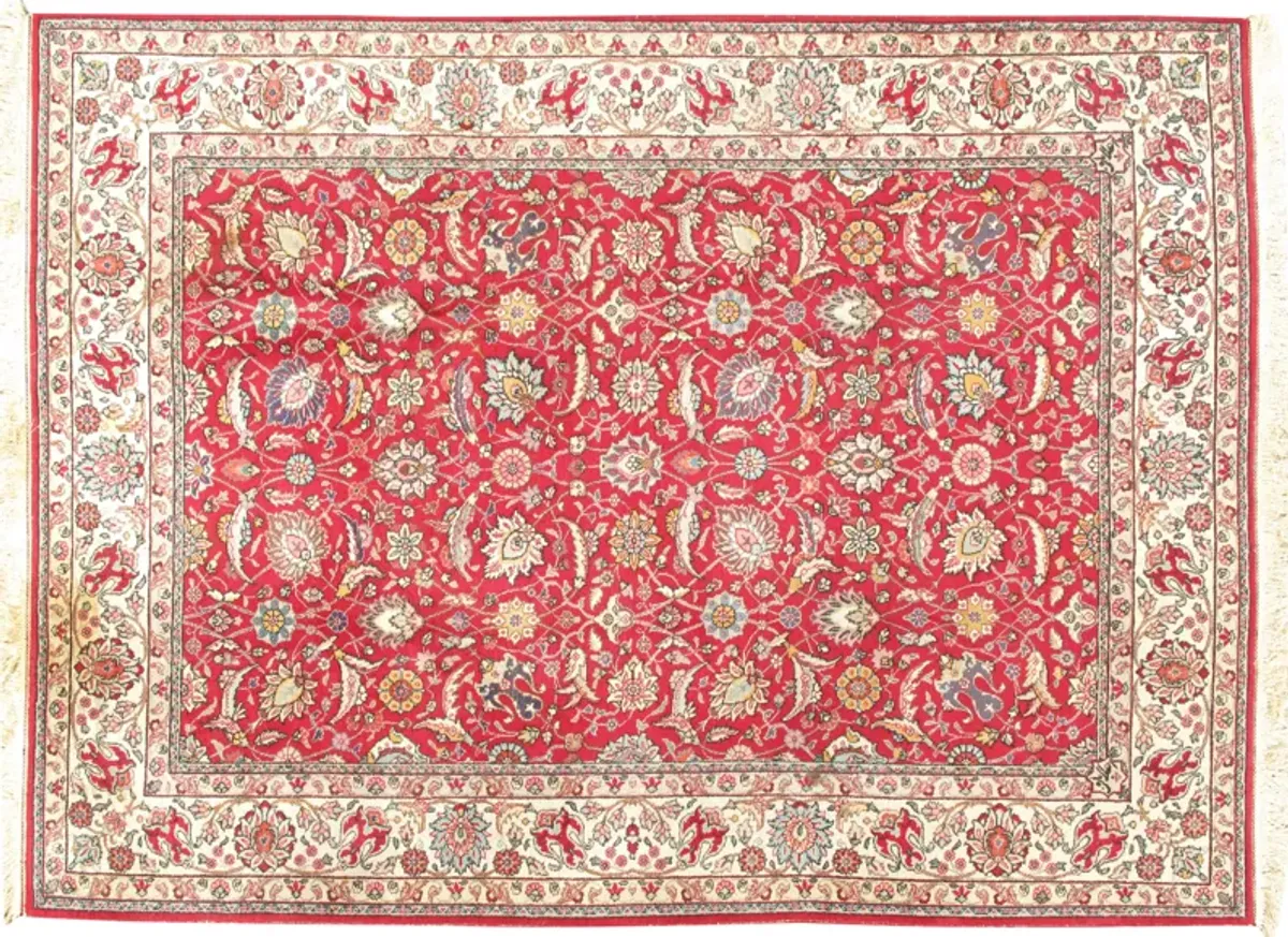 Tabriz Hand Woven Rug 7'1" X 9'10" - Red - Red