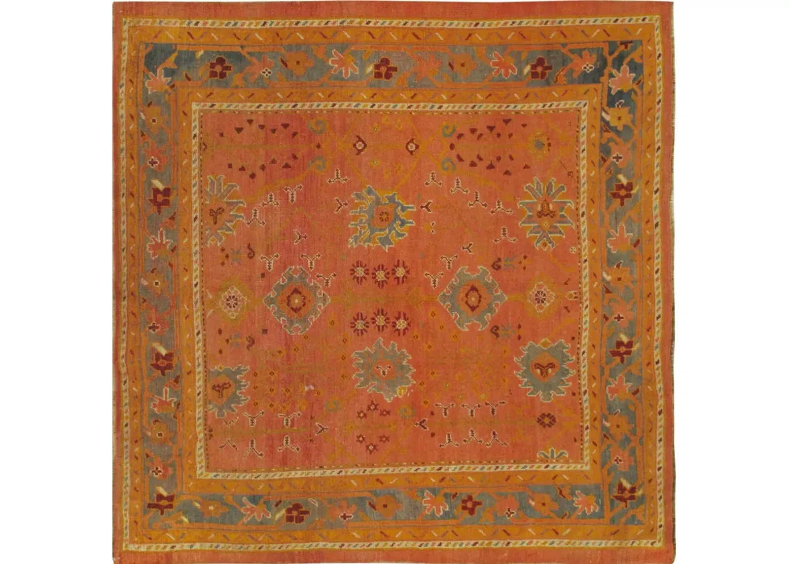 Square Turkish Oushak Rug - 6'6 X 6'8 - Orange - Orange