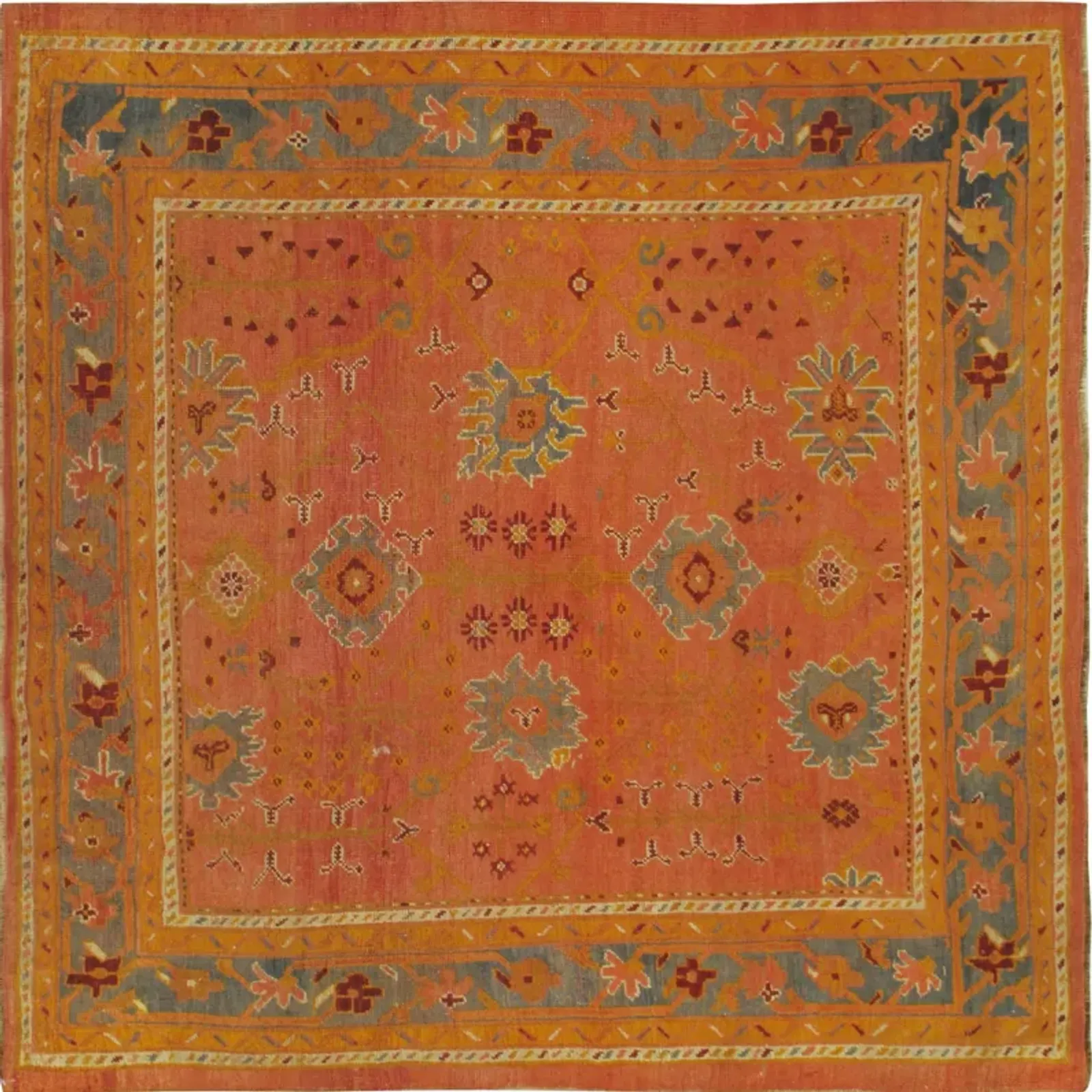 Square Turkish Oushak Rug - 6'6 X 6'8 - Orange - Orange