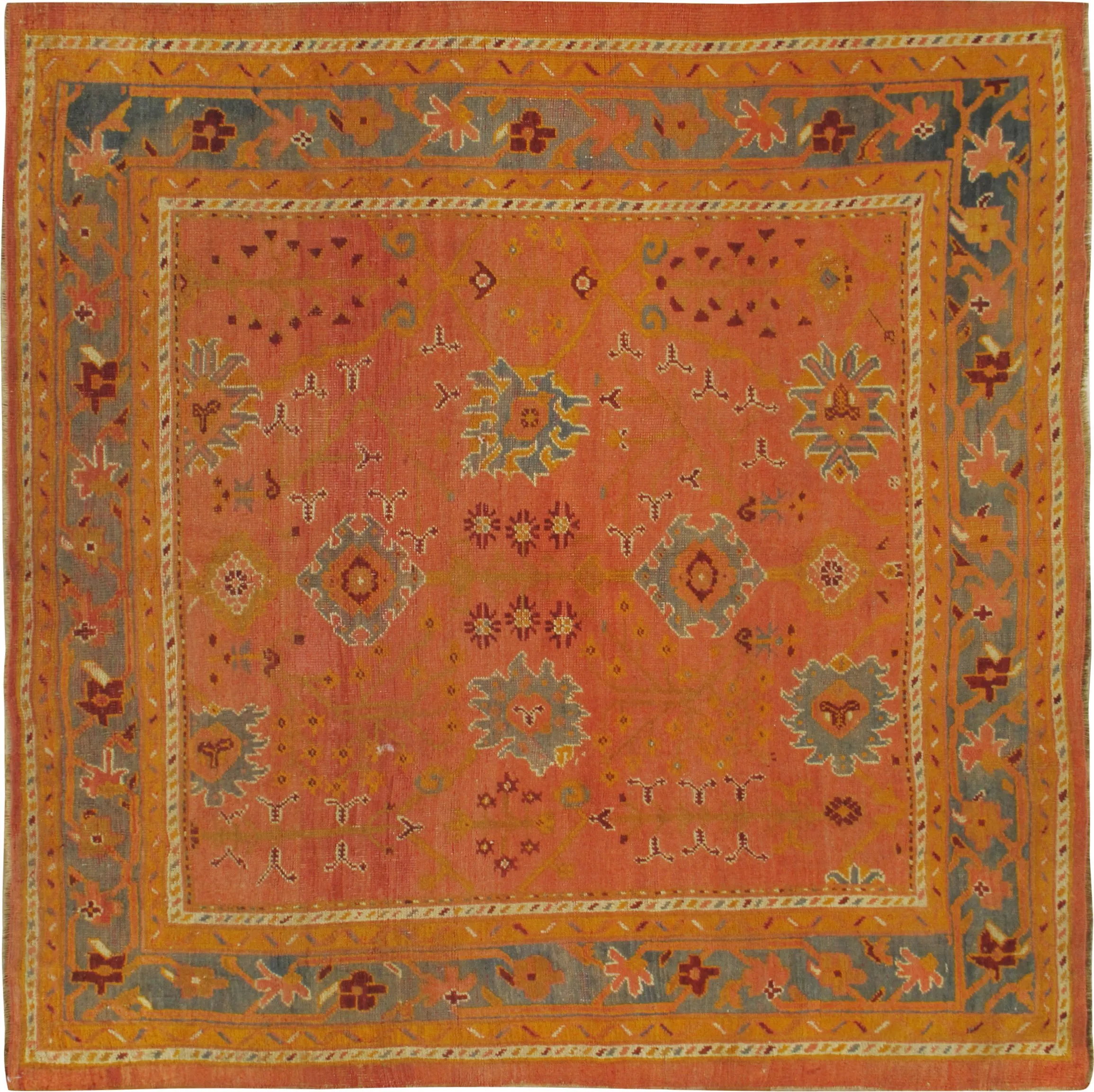 Square Turkish Oushak Rug - 6'6 X 6'8 - Orange - Orange