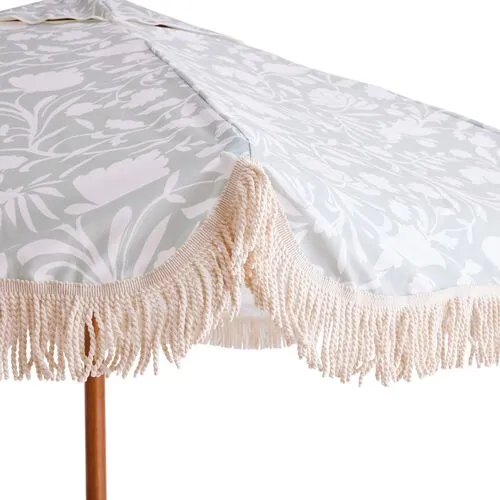 Flora Patio Umbrella - Sage/White - Green