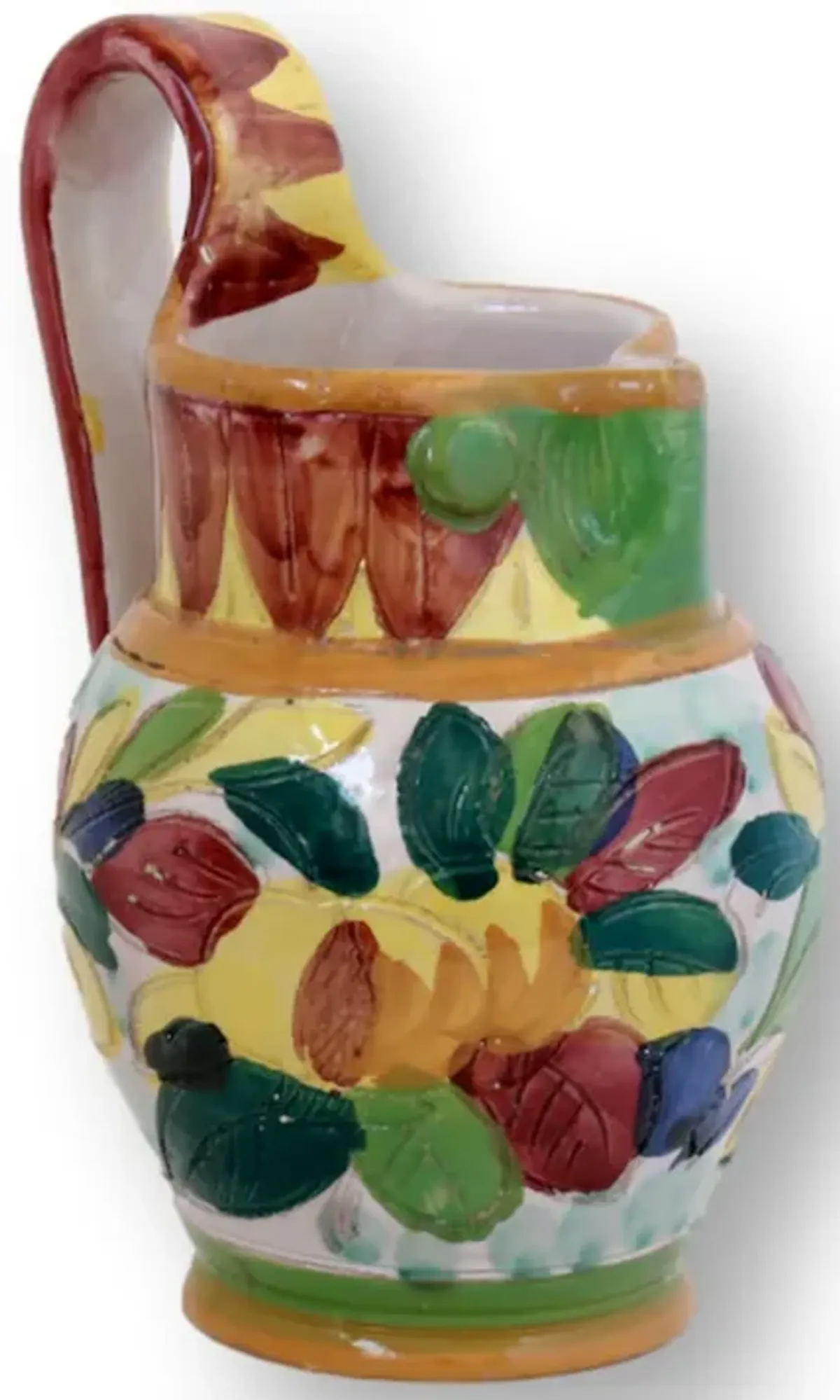 Hand-Painted Italian Ceramic Pitcher - The Queens Landing - Brown