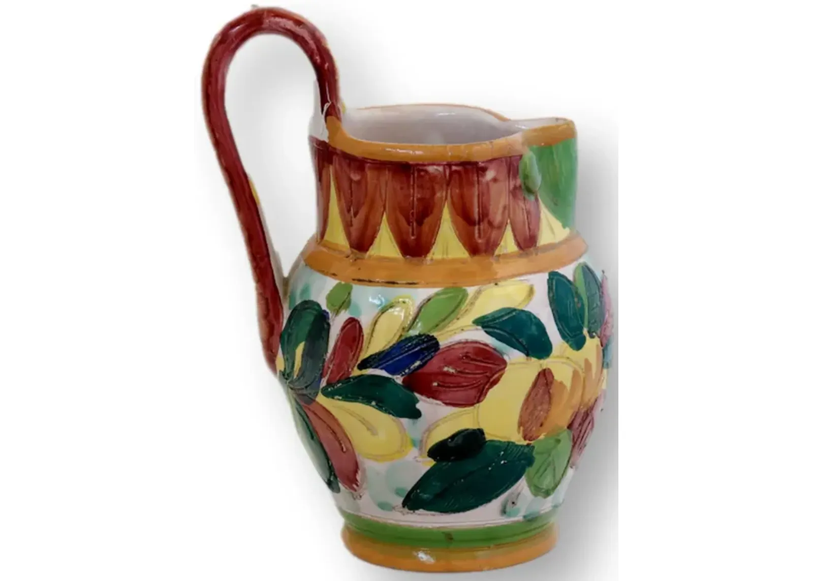 Hand-Painted Italian Ceramic Pitcher - The Queens Landing - Brown