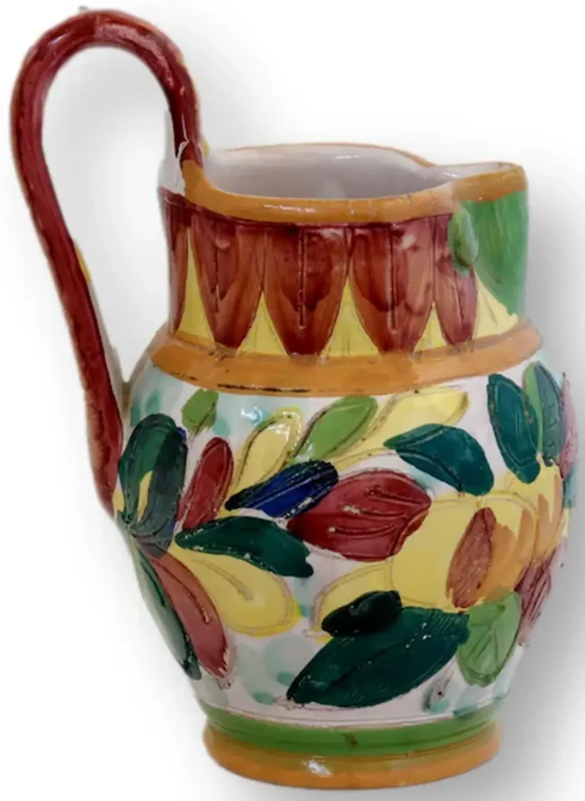 Hand-Painted Italian Ceramic Pitcher - The Queens Landing - Brown