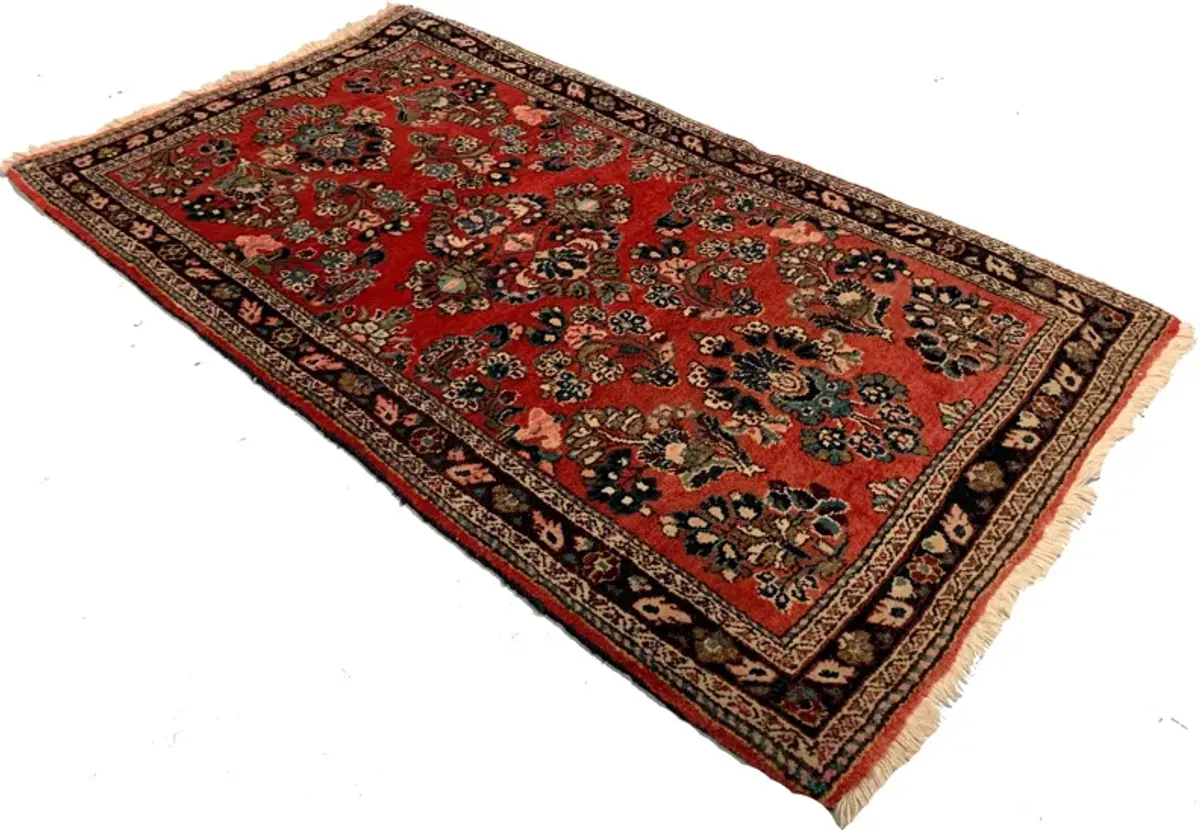 Persian Sarouk Rug 2'2 x 3'10 - Red - Red