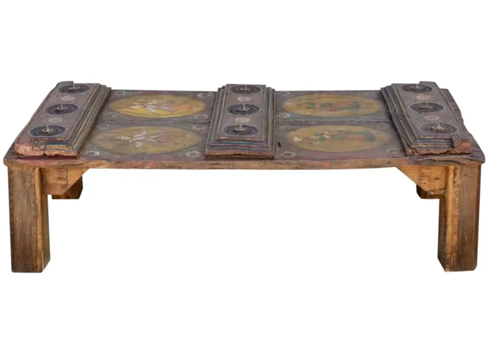 Antique Indian Temple Door Coffee Table - de-cor - Red