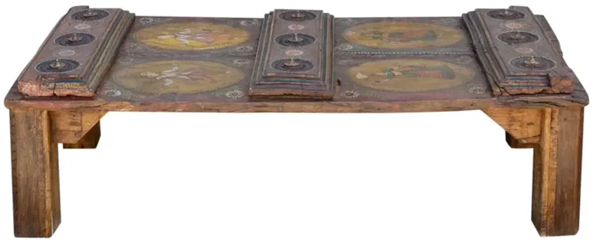 Antique Indian Temple Door Coffee Table - de-cor - Red