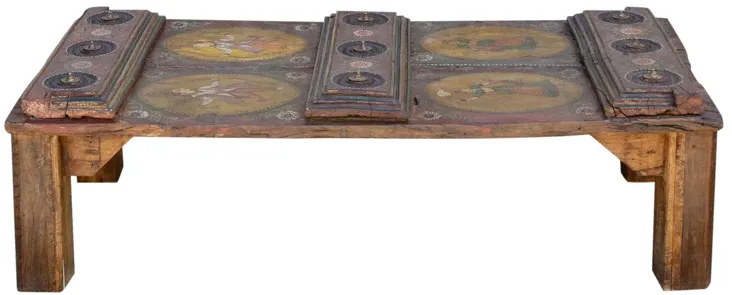 Antique Indian Temple Door Coffee Table - de-cor - Red