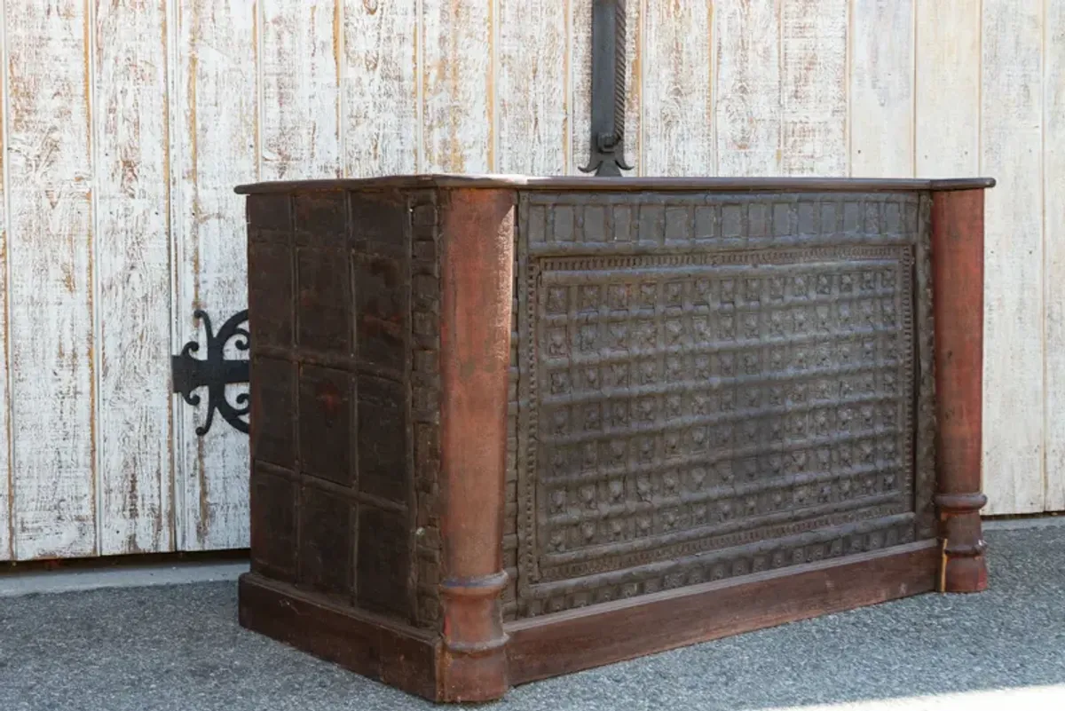 Antique Indian Pitara Box Desk - de-cor - Brown