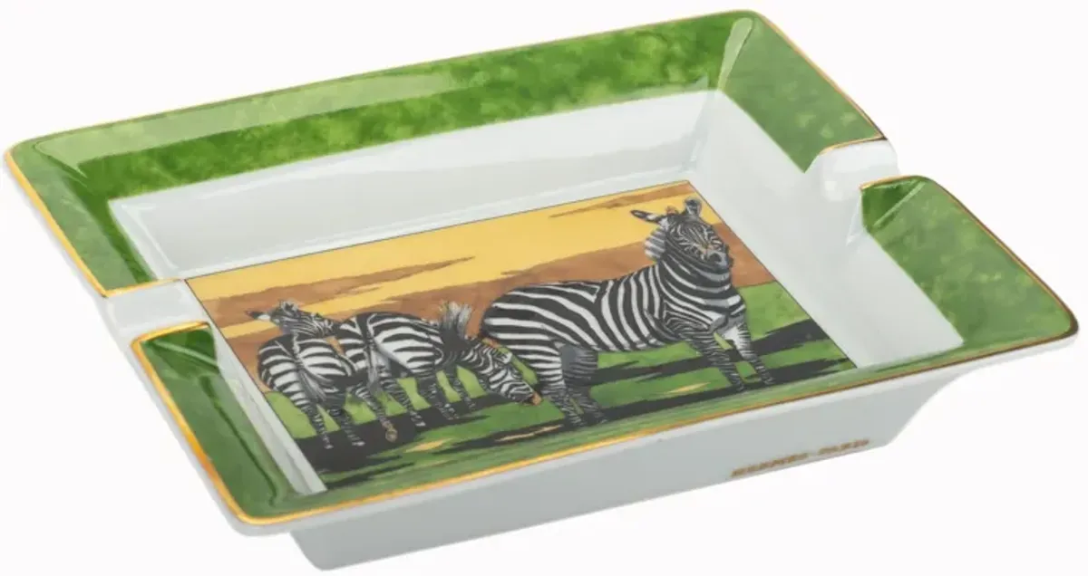 Hermès Green Gold Zebra Ashtray - Vintage Lux