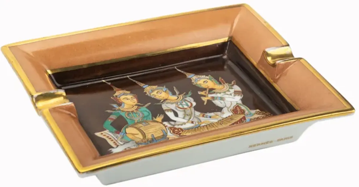 Hermès Indian Scene Porcelaine Ashtray - Vintage Lux - Brown