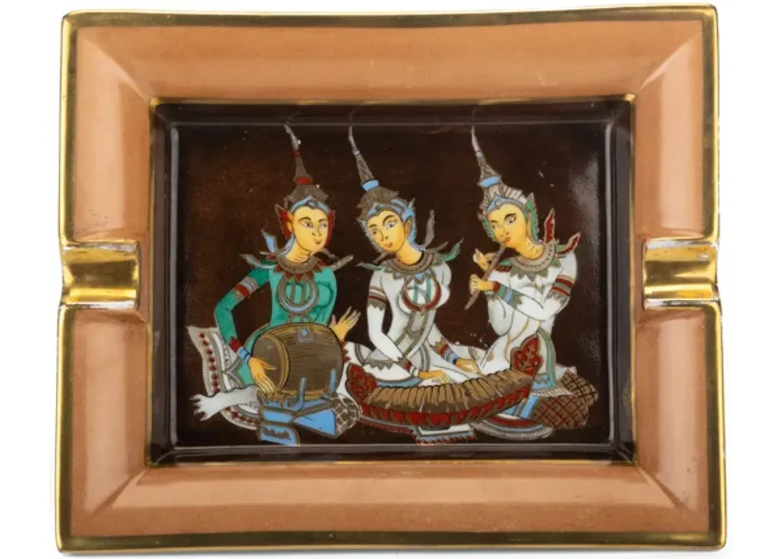 Hermès Indian Scene Porcelaine Ashtray - Vintage Lux - Brown