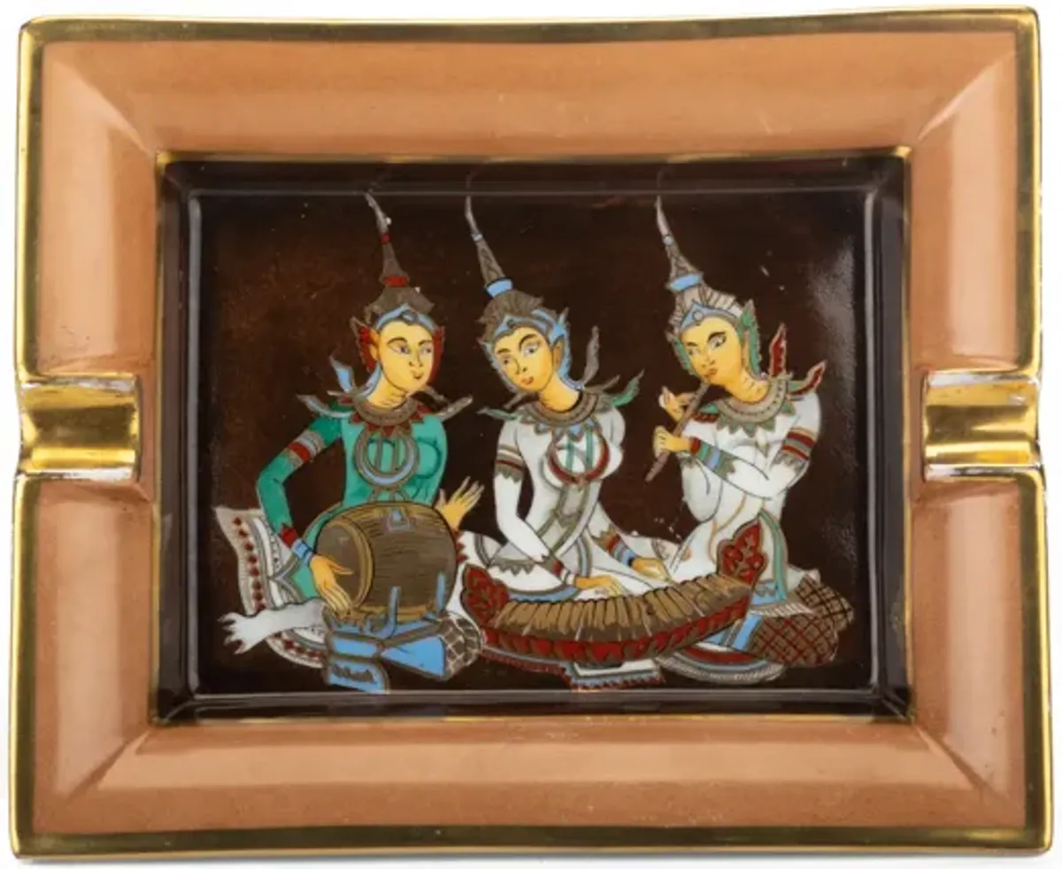 Hermès Indian Scene Porcelaine Ashtray - Vintage Lux - Brown