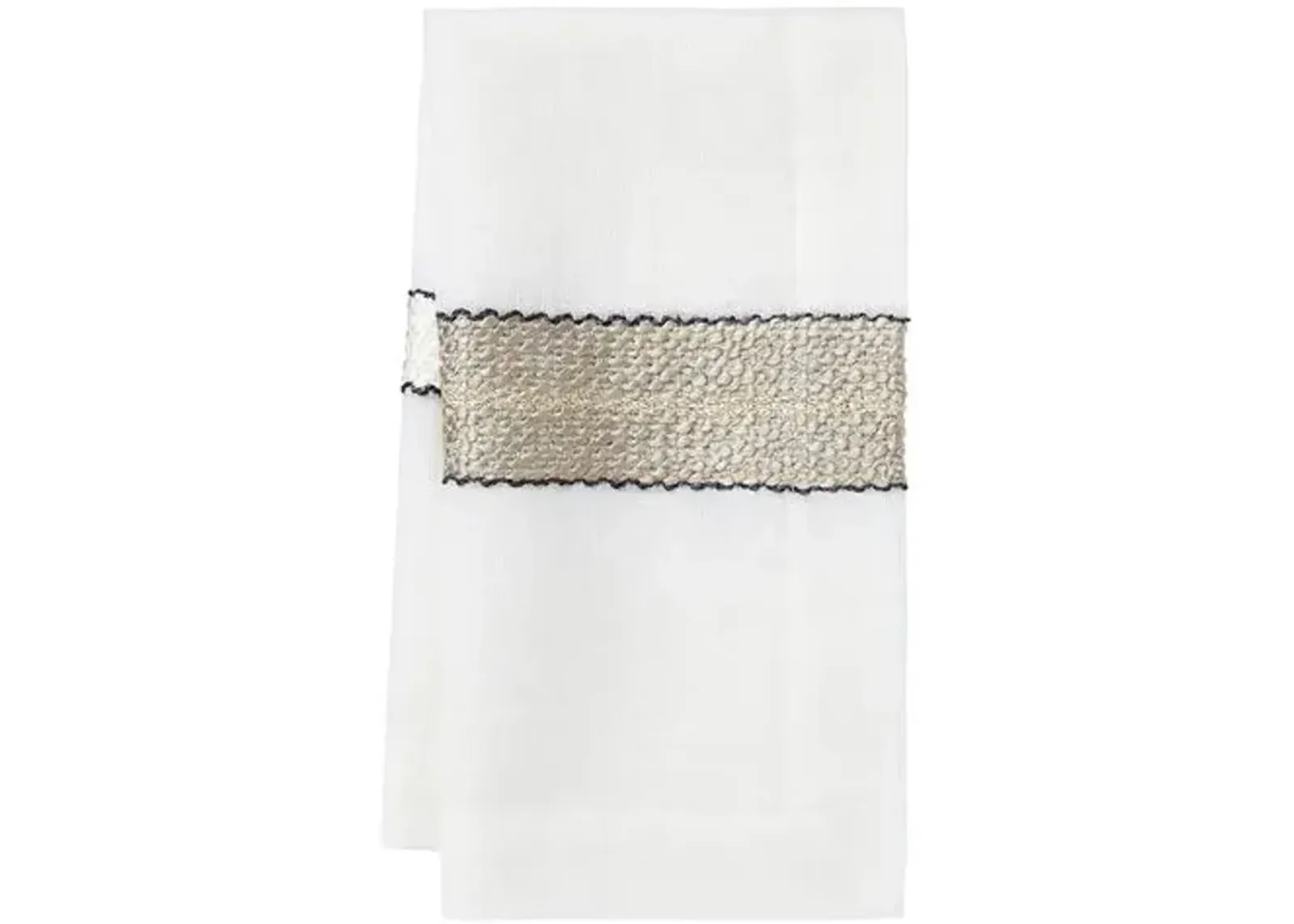 Set of 4 Puglia Napkins - White/Gold - Mode Living