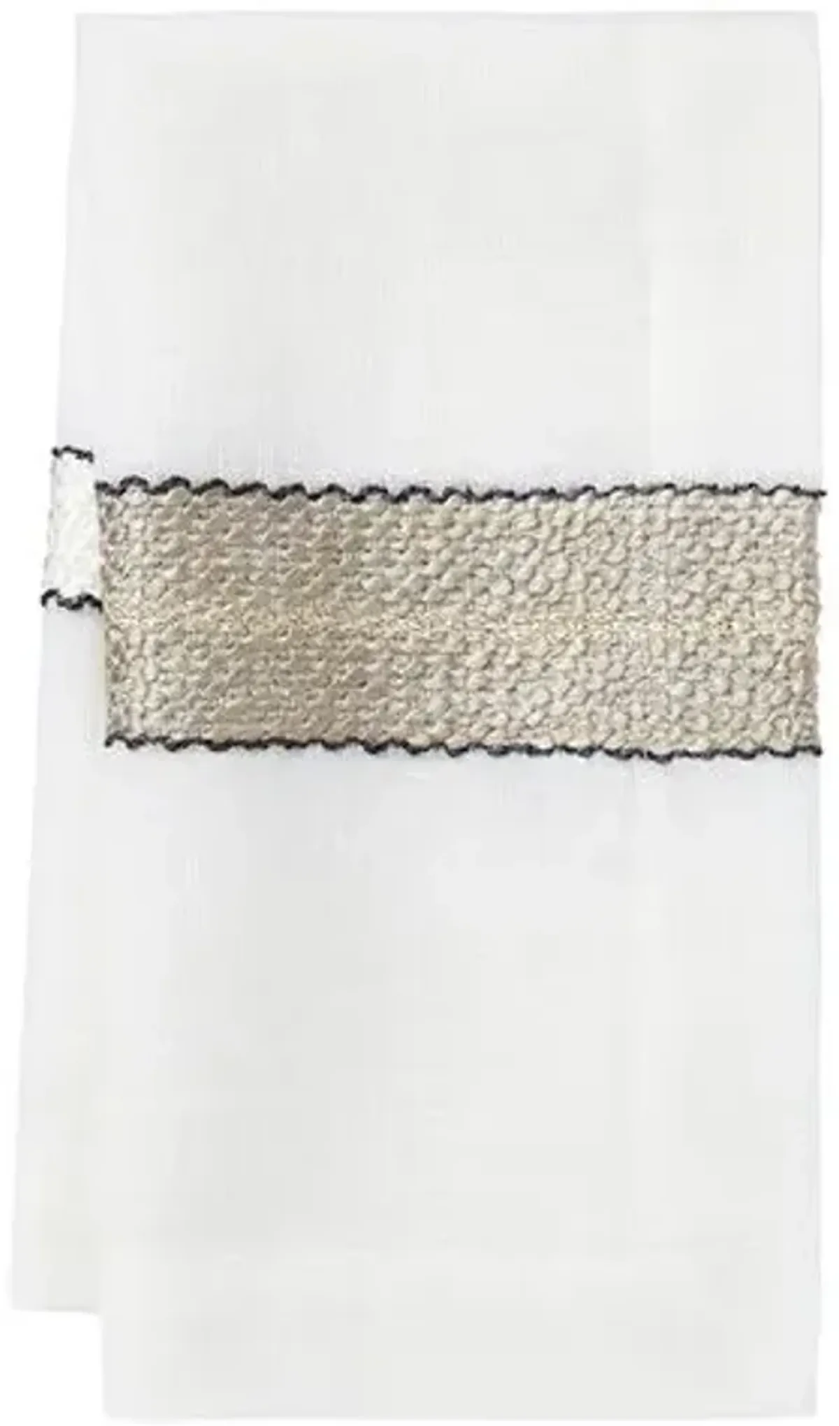 Set of 4 Puglia Napkins - White/Gold - Mode Living