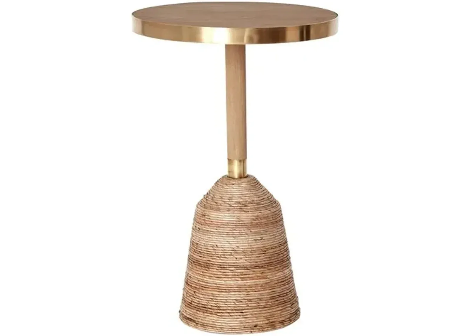 Mitchell Rope End Table - Natural/Brass - Brownstone Furniture - Beige