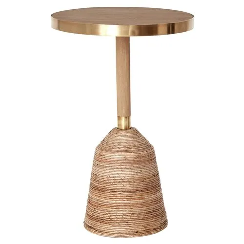 Mitchell Rope End Table - Natural/Brass - Brownstone Furniture - Beige